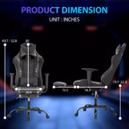 Sedia da Gaming Racing, Nera/Blu/Mimetica/Grigia/Rosa/Rossa/Bianca, Monoposto, Girevole
