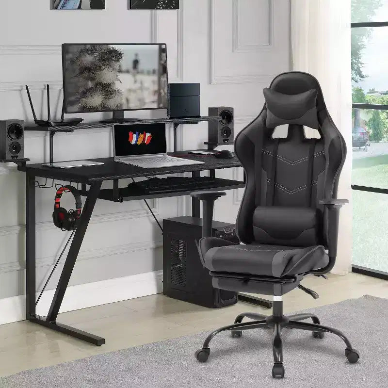 Sedia da Gaming Racing, Nera/Blu/Mimetica/Grigia/Rosa/Rossa/Bianca, Monoposto, Girevole