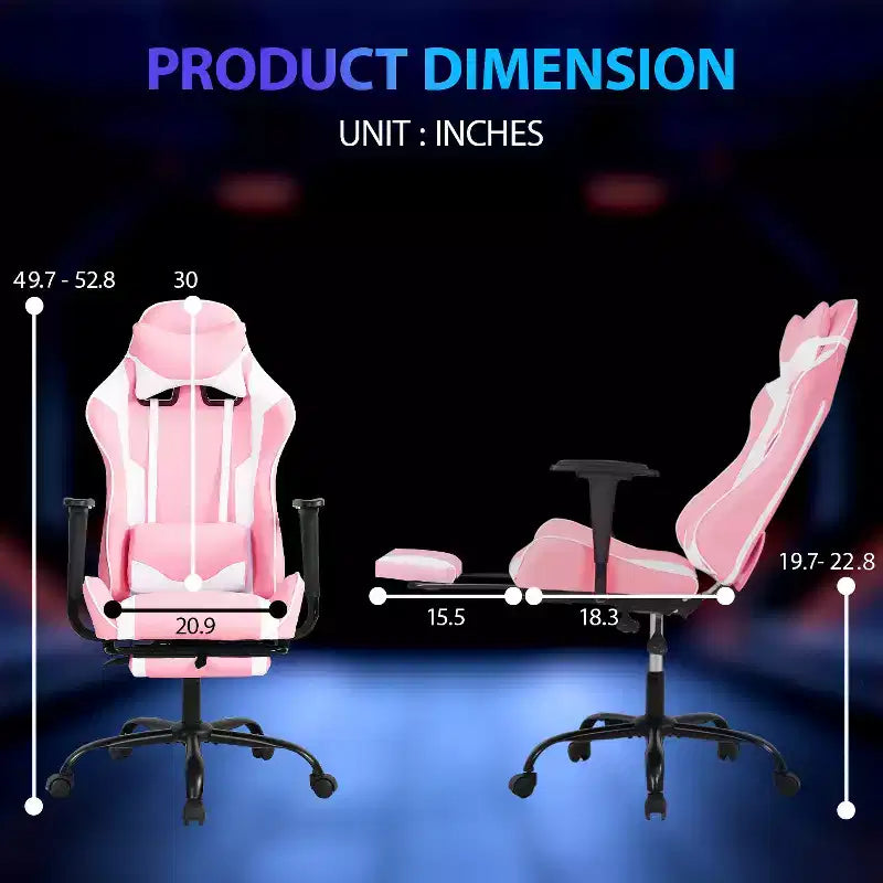 Sedia da Gaming Racing, Nera/Blu/Mimetica/Grigia/Rosa/Rossa/Bianca, Monoposto, Girevole