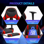 Sedia da Gaming Racing, Nera/Blu/Mimetica/Grigia/Rosa/Rossa/Bianca, Monoposto, Girevole
