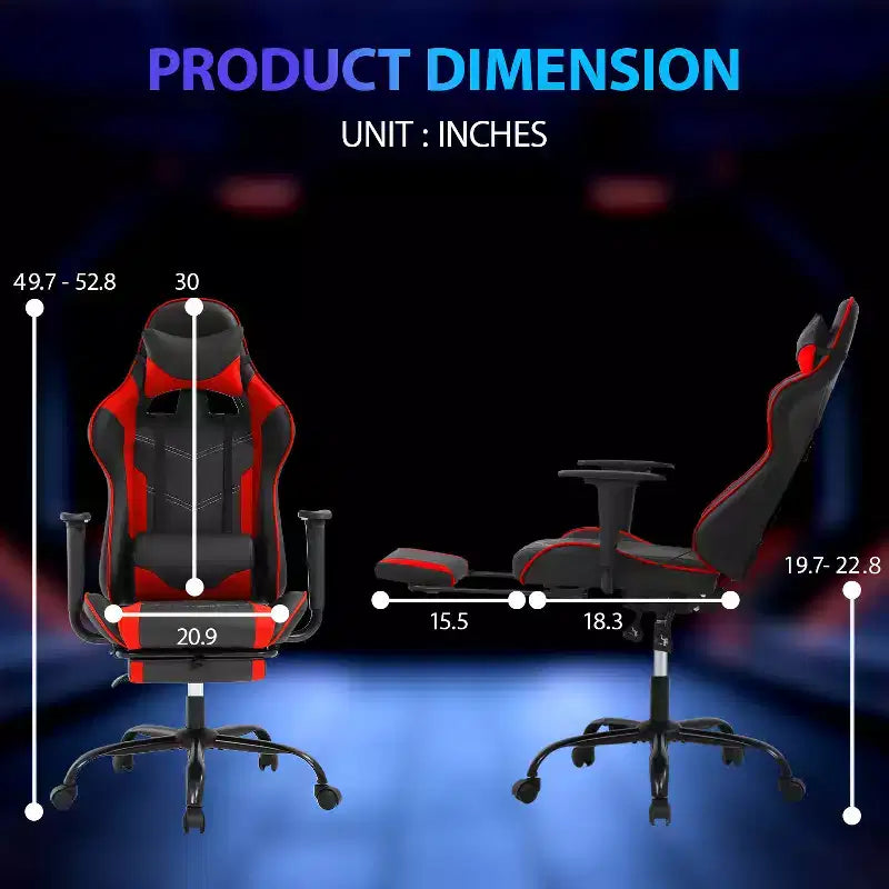 Sedia da Gaming Racing, Nera/Blu/Mimetica/Grigia/Rosa/Rossa/Bianca, Monoposto, Girevole