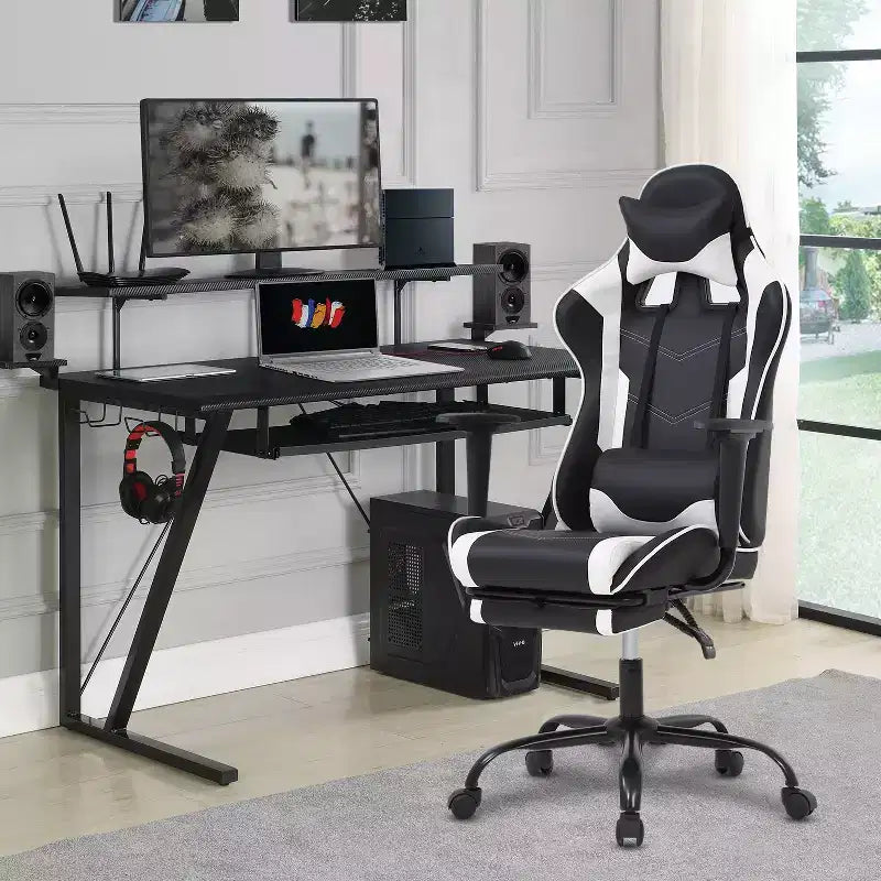 Sedia da Gaming Racing, Nera/Blu/Mimetica/Grigia/Rosa/Rossa/Bianca, Monoposto, Girevole