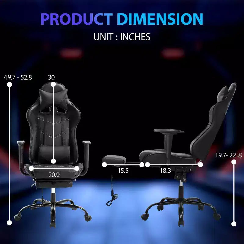 Sedia da Gaming Racing, Nera/Blu/Mimetica/Grigia/Rosa/Rossa/Bianca, Monoposto, Girevole