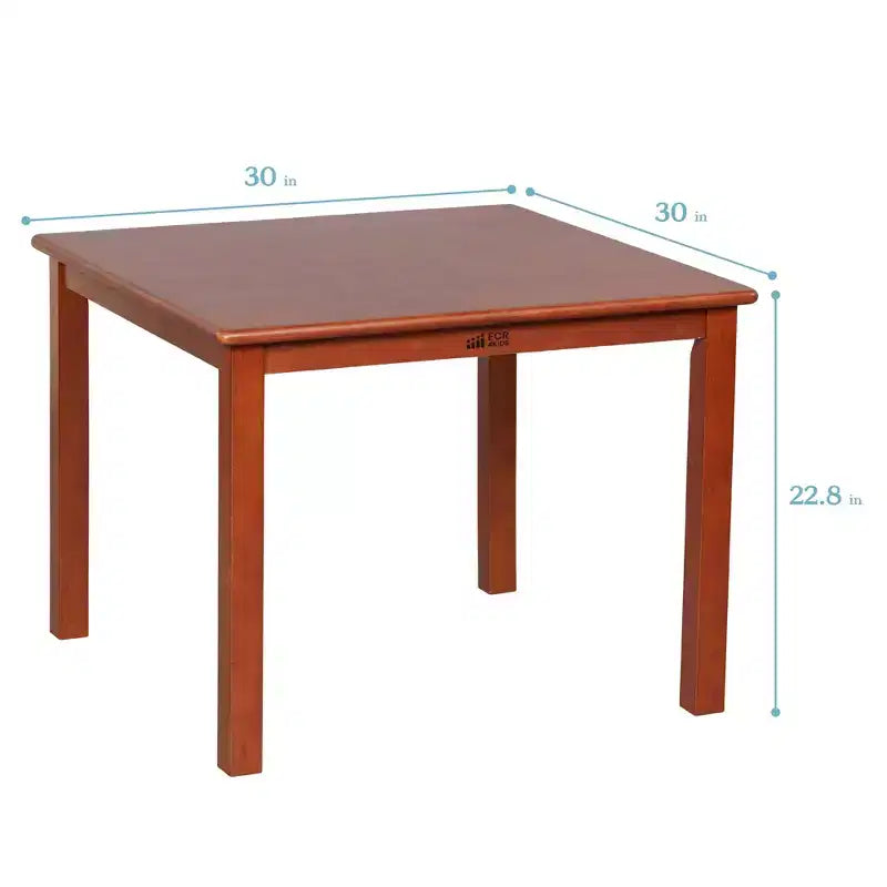 Tavolino da attività in legno quadrato per bambini (1 bambino) - bianco antico / noce scuro / grigio slavato / miele