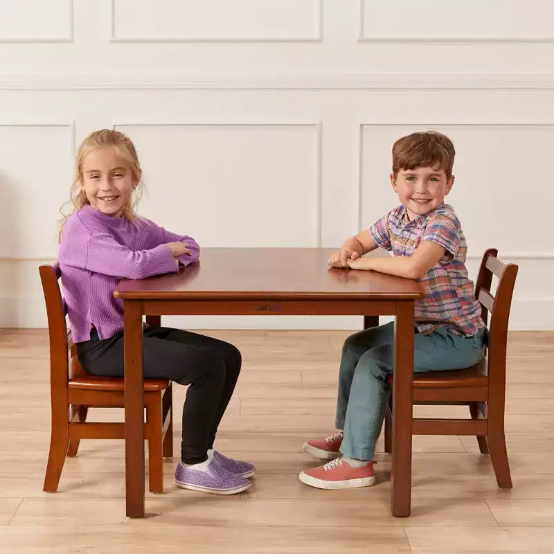 Tavolino da attività in legno quadrato per bambini (1 bambino) - bianco antico / noce scuro / grigio slavato / miele