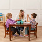 Tavolino da attività in legno quadrato per bambini (1 bambino) - bianco antico / noce scuro / grigio slavato / miele