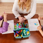 Tavolino da attività in legno quadrato per bambini (1 bambino) - bianco antico / noce scuro / grigio slavato / miele