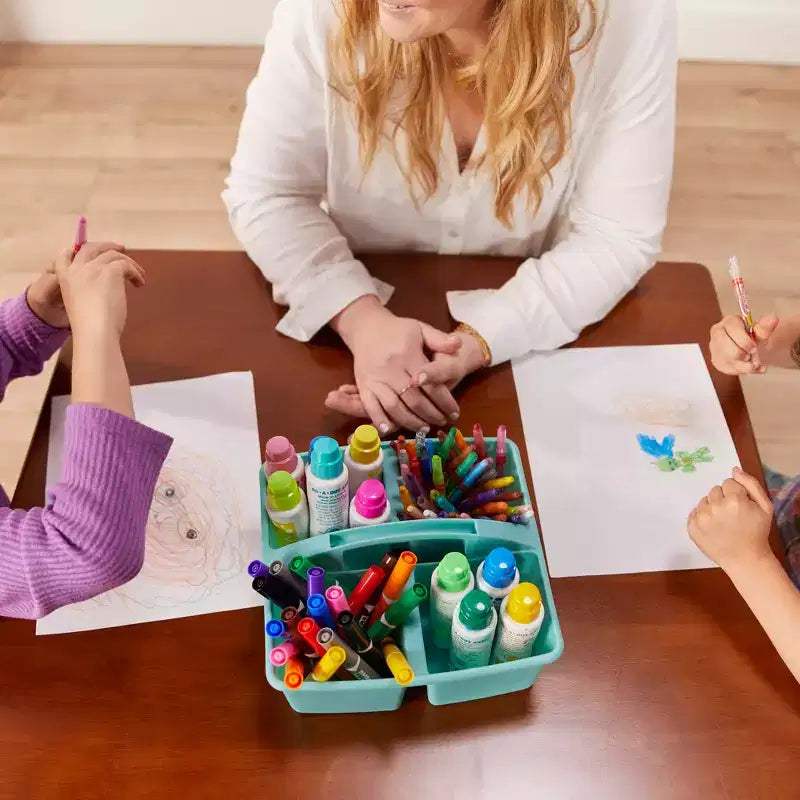 Tavolino da attività in legno quadrato per bambini (1 bambino) - bianco antico / noce scuro / grigio slavato / miele