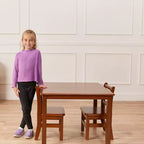 Tavolino da attività in legno quadrato per bambini (1 bambino) - bianco antico / noce scuro / grigio slavato / miele