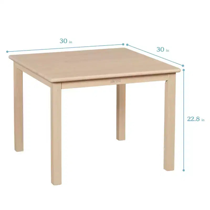 Tavolino da attività in legno quadrato per bambini (1 bambino) - bianco antico / noce scuro / grigio slavato / miele