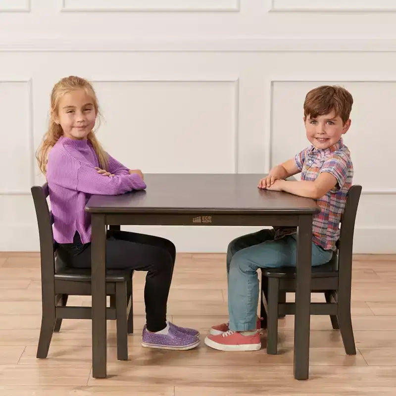 Tavolino da attività in legno quadrato per bambini (1 bambino) - bianco antico / noce scuro / grigio slavato / miele