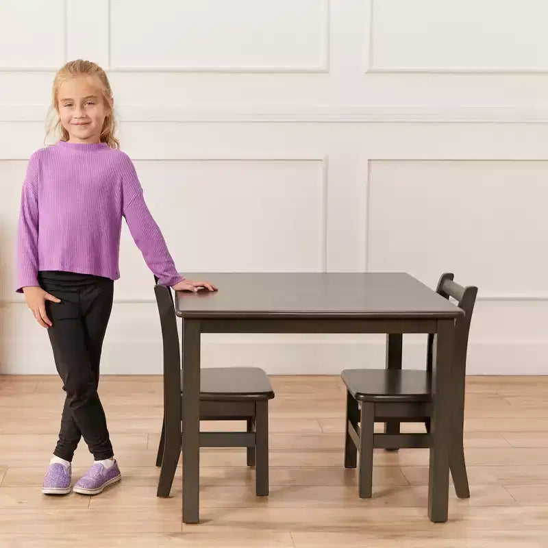 Tavolino da attività in legno quadrato per bambini (1 bambino) - bianco antico / noce scuro / grigio slavato / miele