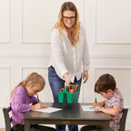 Tavolino da attività in legno quadrato per bambini (1 bambino) - bianco antico / noce scuro / grigio slavato / miele