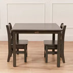 Tavolino da attività in legno quadrato per bambini (1 bambino) - bianco antico / noce scuro / grigio slavato / miele