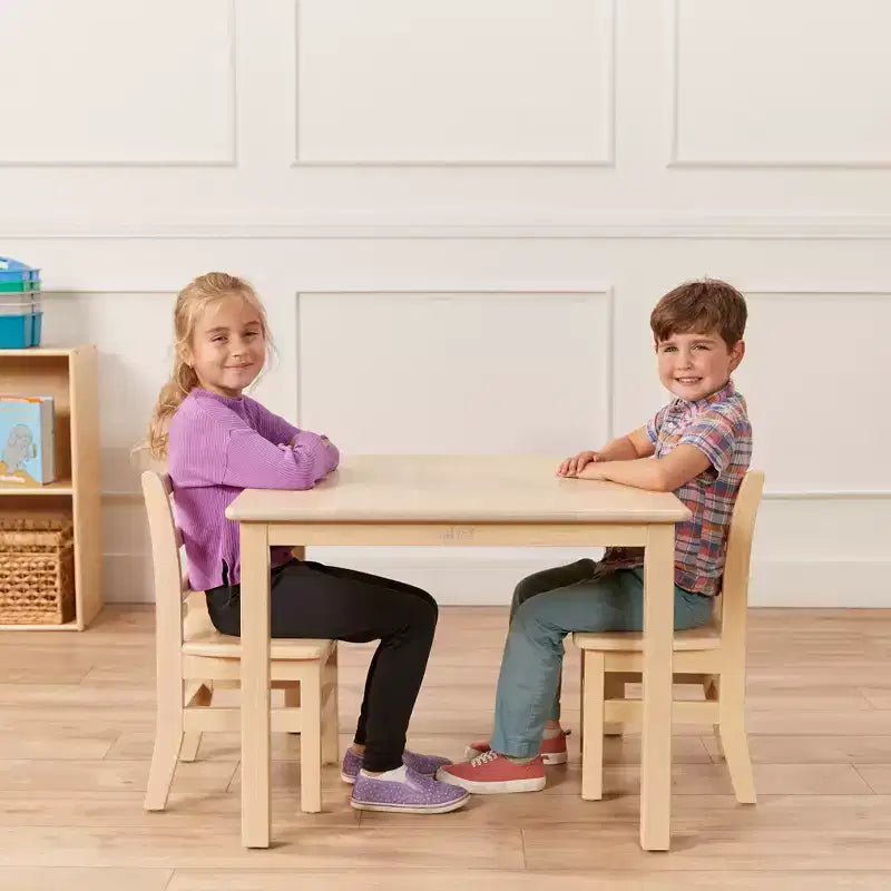Tavolino da attività in legno quadrato per bambini (1 bambino) - bianco antico / noce scuro / grigio slavato / miele