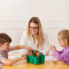 Tavolino da attività in legno quadrato per bambini (1 bambino) - bianco antico / noce scuro / grigio slavato / miele