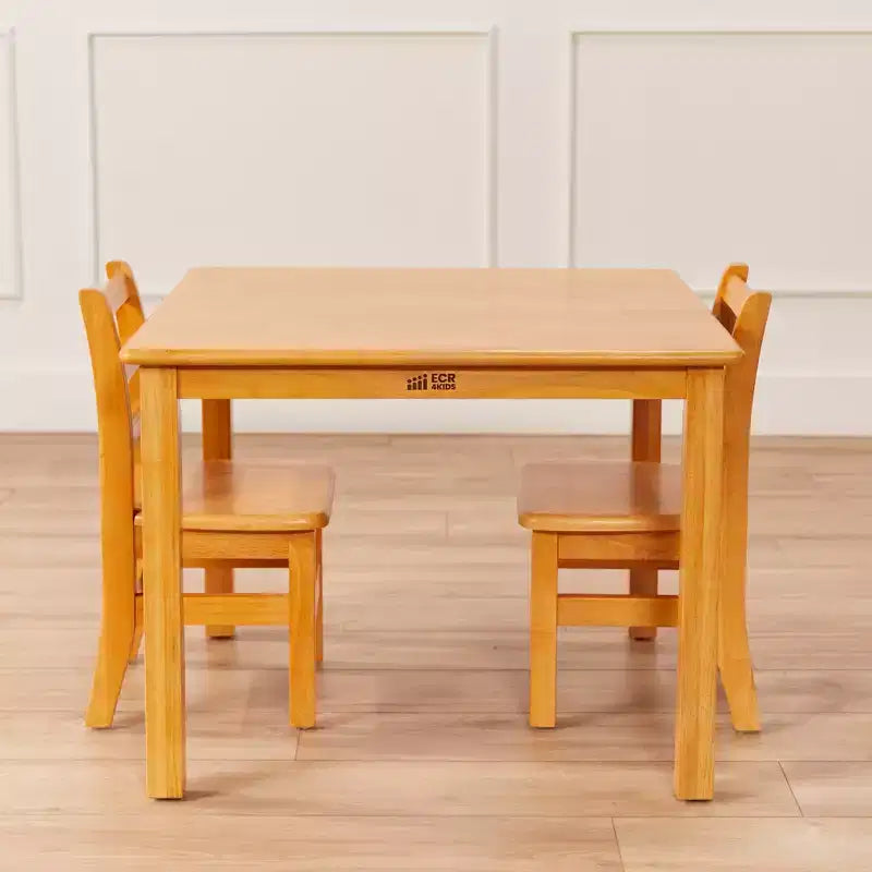 Tavolino da attività in legno quadrato per bambini (1 bambino) - bianco antico / noce scuro / grigio slavato / miele