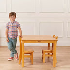Tavolino da attività in legno quadrato per bambini (1 bambino) - bianco antico / noce scuro / grigio slavato / miele
