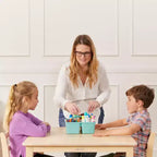 Tavolino da attività in legno quadrato per bambini (1 bambino) - bianco antico / noce scuro / grigio slavato / miele
