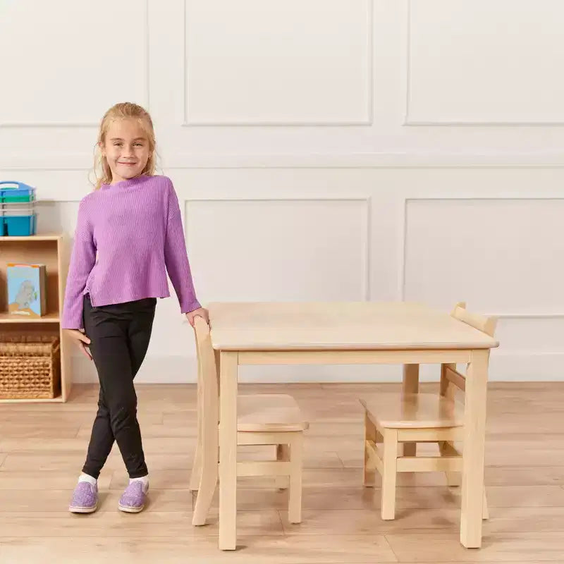 Tavolino da attività in legno quadrato per bambini (1 bambino) - bianco antico / noce scuro / grigio slavato / miele