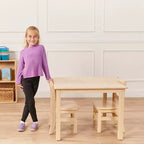 Tavolino da attività in legno quadrato per bambini (1 bambino) - bianco antico / noce scuro / grigio slavato / miele