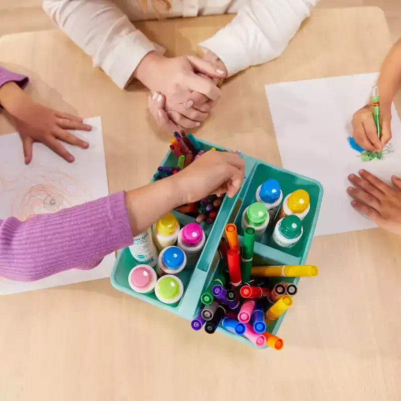 Tavolino da attività in legno quadrato per bambini (1 bambino) - bianco antico / noce scuro / grigio slavato / miele