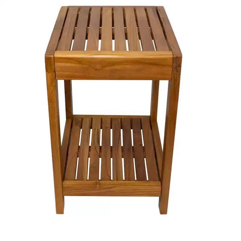 Sgabello da doccia e vasca in legno di teak con mensola, beige/marrone, monoposto