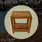 Sgabello da doccia e vasca in legno di teak con mensola, beige/marrone, monoposto