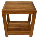 Sgabello da doccia e vasca in legno di teak con mensola, beige/marrone, monoposto