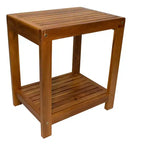 Sgabello da doccia e vasca in legno di teak con mensola, beige/marrone, monoposto