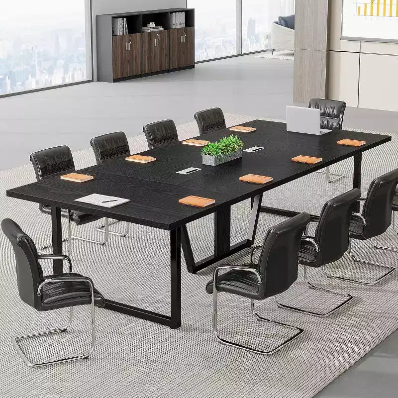 Tavolo per conferenze rettangolare da 8 piedi, Nero/Marrone/Grigio/Bianco, 8-10 posti a sedere