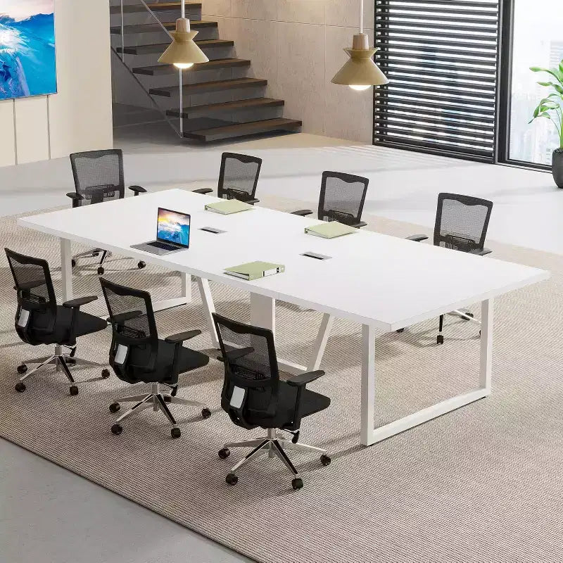 Tavolo per conferenze rettangolare da 8 piedi, Nero/Marrone/Grigio/Bianco, 8-10 posti a sedere