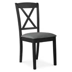 Set da pranzo in 5 pezzi per 4 persone, nero/marrone – Struttura in legno e sedie in ecopelle