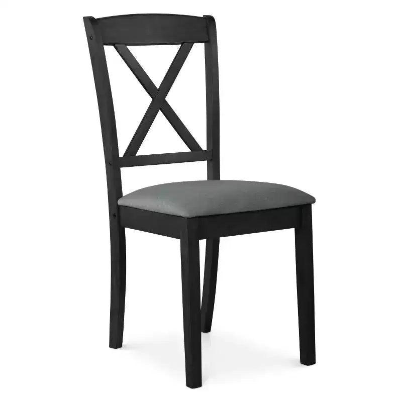 Set da pranzo in 5 pezzi per 4 persone, nero/marrone – Struttura in legno e sedie in ecopelle