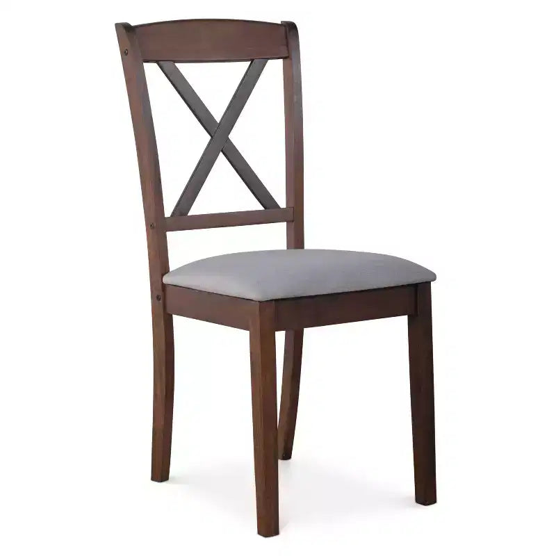 Set da pranzo in 5 pezzi per 4 persone, nero/marrone – Struttura in legno e sedie in ecopelle