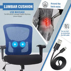 Sedia da ufficio ergonomica in rete Nera/Blu/Grigia/Rossa/Bianca con supporto lombare e massaggio, utente singolo, capacità 181 kg