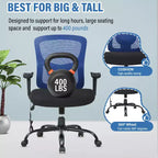 Sedia da ufficio ergonomica in rete Nera/Blu/Grigia/Rossa/Bianca con supporto lombare e massaggio, utente singolo, capacità 181 kg