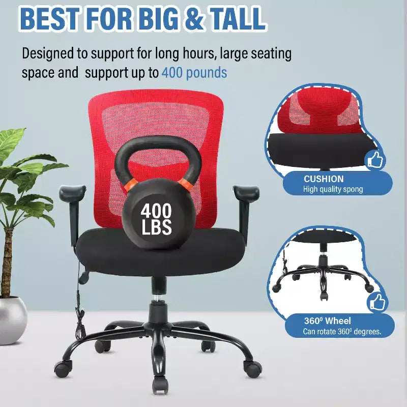Sedia da ufficio ergonomica in rete Nera/Blu/Grigia/Rossa/Bianca con supporto lombare e massaggio, utente singolo, capacità 181 kg