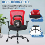 Sedia da ufficio ergonomica in rete Nera/Blu/Grigia/Rossa/Bianca con supporto lombare e massaggio, utente singolo, capacità 181 kg