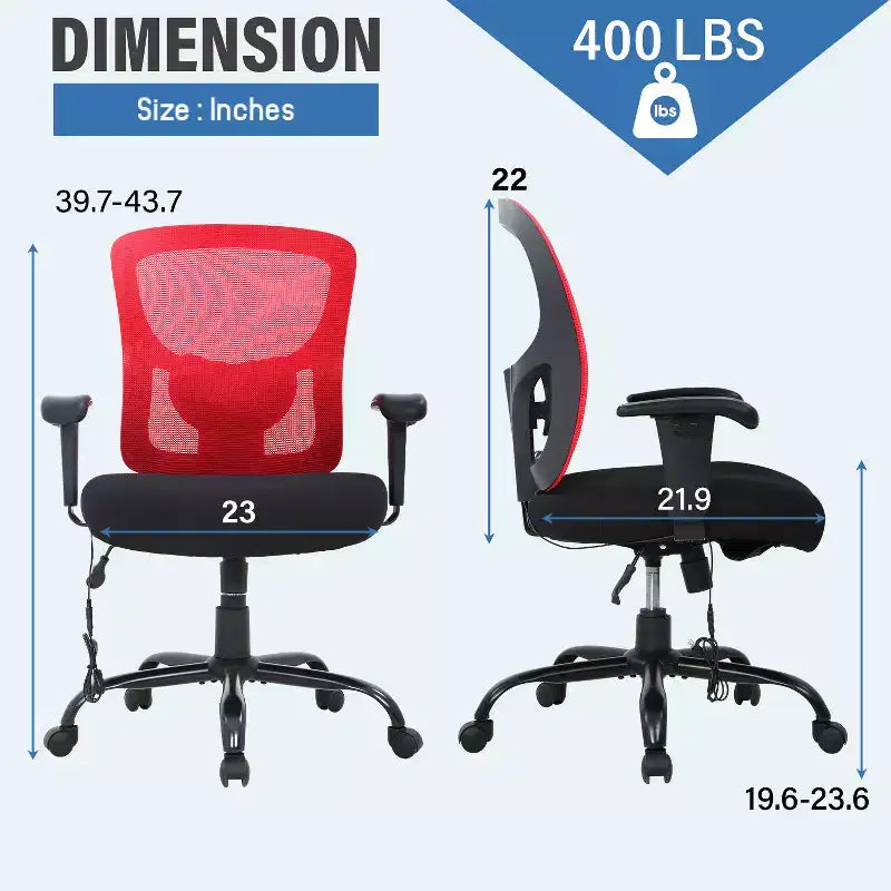 Sedia da ufficio ergonomica in rete Nera/Blu/Grigia/Rossa/Bianca con supporto lombare e massaggio, utente singolo, capacità 181 kg