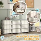 Cassettiera organizer a 3 piani color bianco crema, 9 cassetti, per bambini