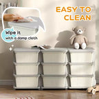 Cassettiera organizer a 3 piani color bianco crema, 9 cassetti, per bambini
