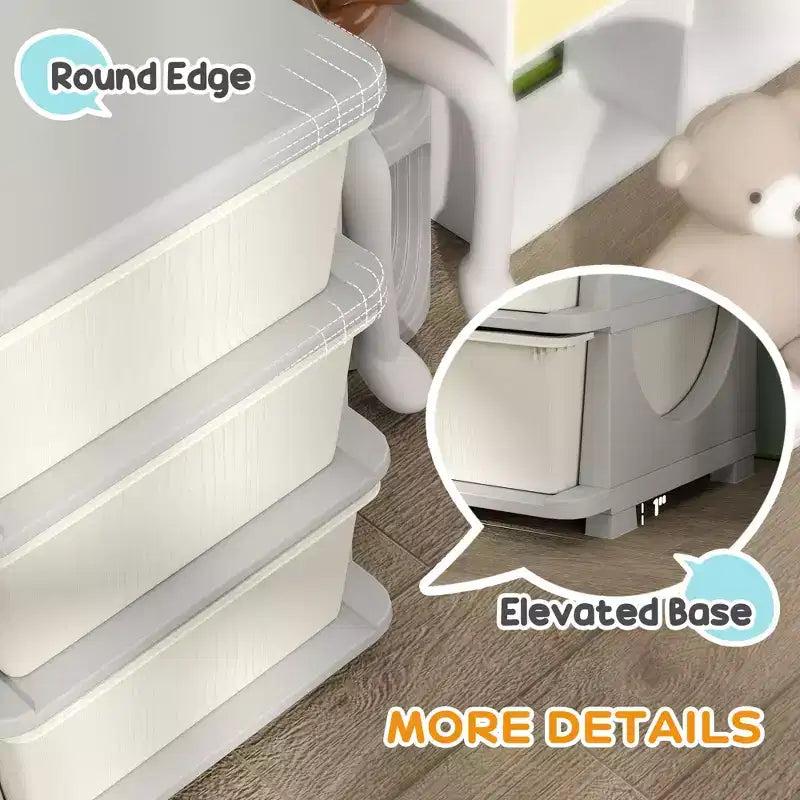 Cassettiera organizer a 3 piani color bianco crema, 9 cassetti, per bambini