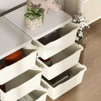 Cassettiera organizer a 3 piani color bianco crema, 9 cassetti, per bambini