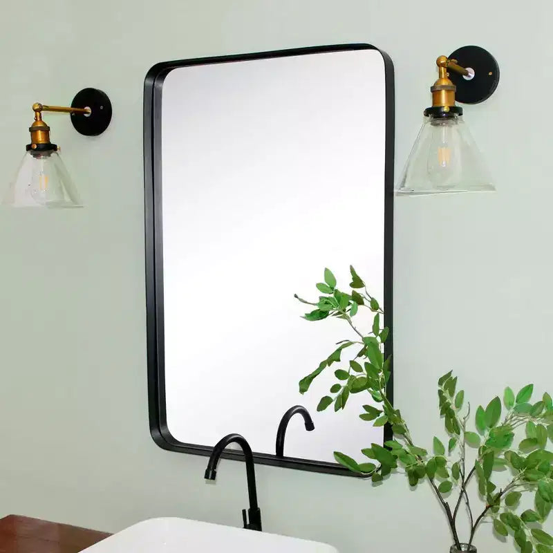 Specchio da bagno rettangolare a parete con cornice bronzo anticato/nichel/nero, singolo, 4 misure