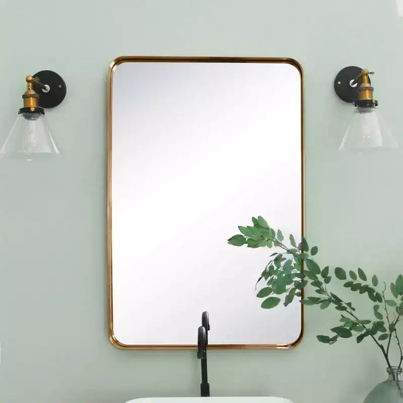 Specchio da bagno rettangolare a parete con cornice bronzo anticato/nichel/nero, singolo, 4 misure