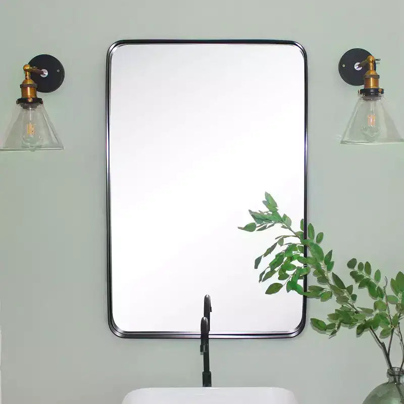 Specchio da bagno rettangolare a parete con cornice bronzo anticato/nichel/nero, singolo, 4 misure