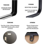 Specchio da bagno rettangolare a parete con cornice bronzo anticato/nichel/nero, singolo, 4 misure