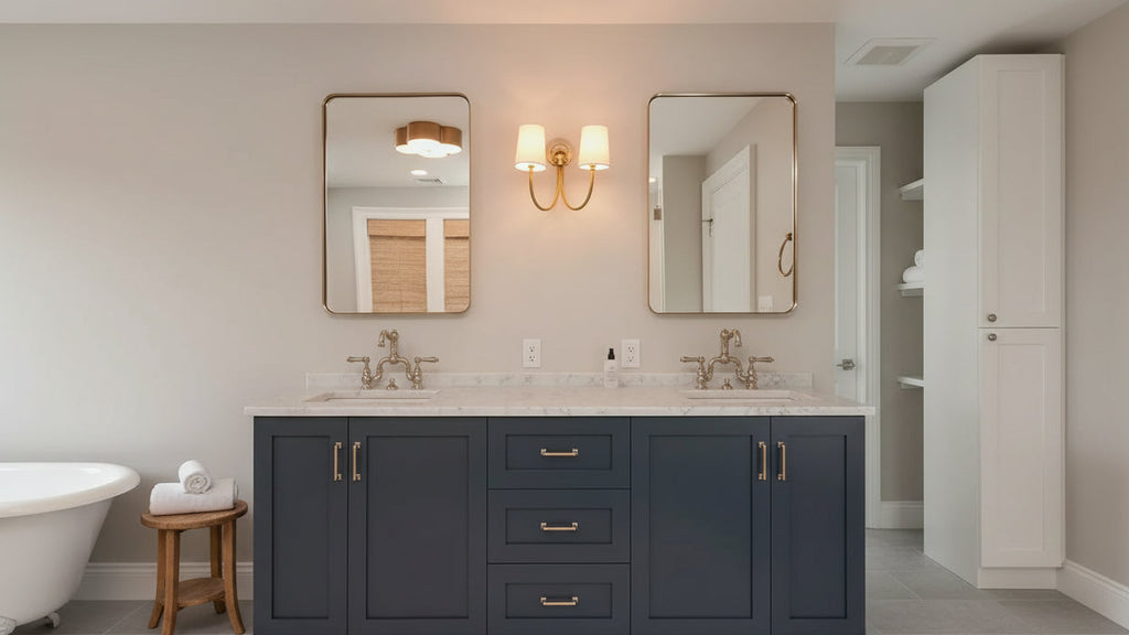 Specchio da bagno rettangolare a parete con cornice bronzo anticato/nichel/nero, singolo, 4 misure