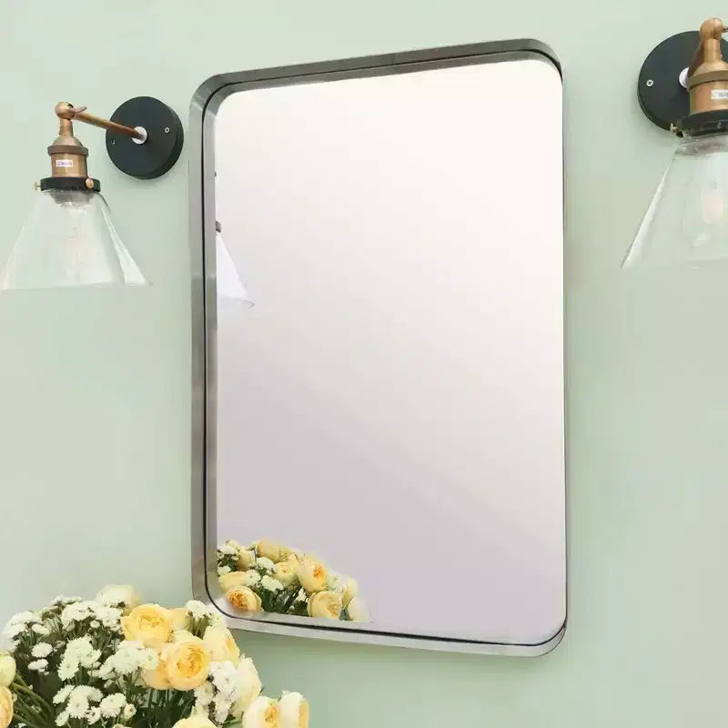 Specchio da bagno rettangolare a parete con cornice bronzo anticato/nichel/nero, singolo, 4 misure
